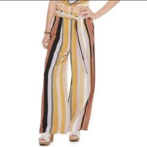 Take 50% OFF- Versona Golden Rod Striped High-Waisted Pants, Size-M